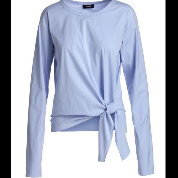 theory Serah Stretch-Cotton Tie-Waist Top - Picture 3 of 7